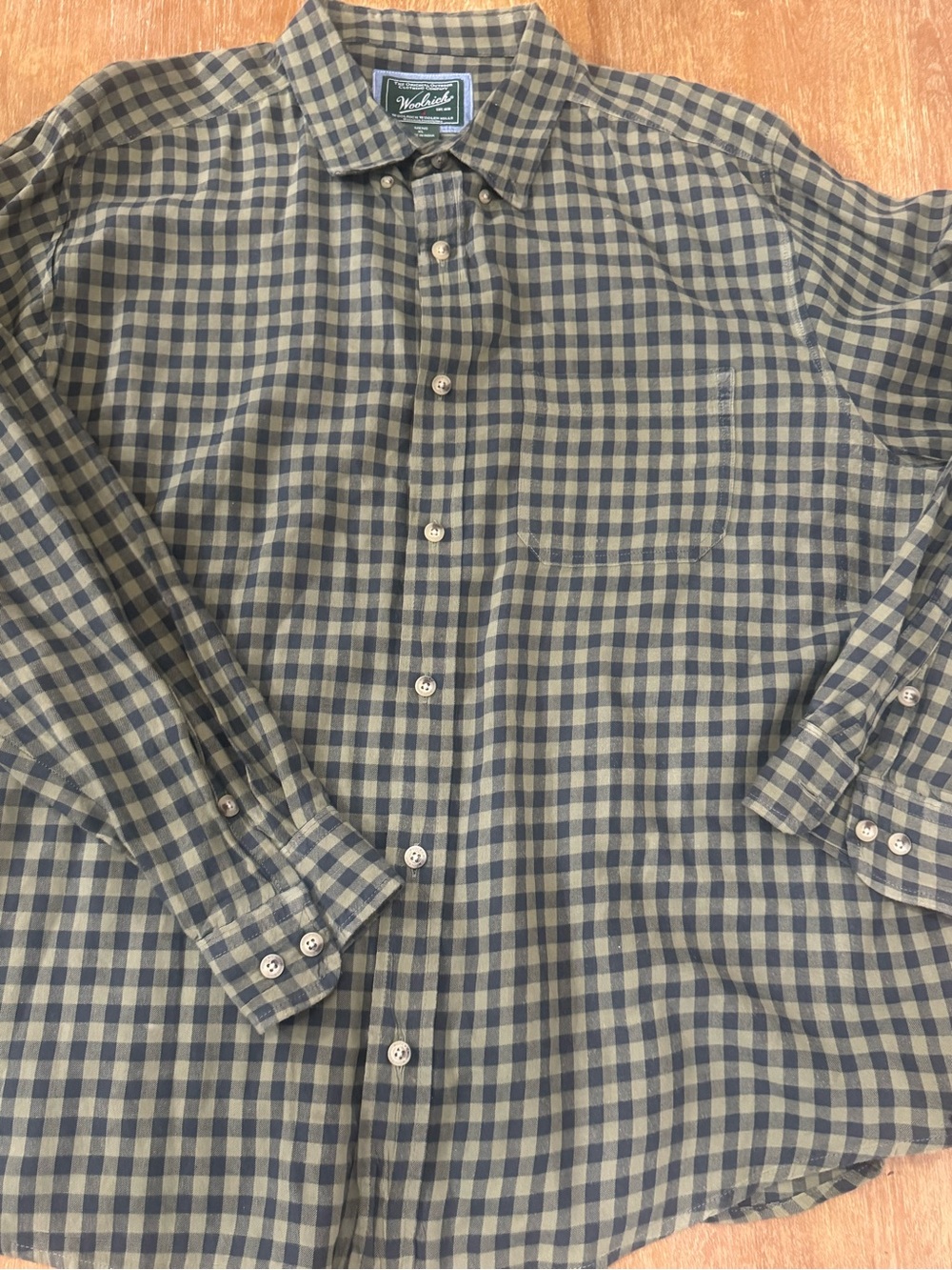 Woolrich Blue and Beige Check Button-Down Shirt